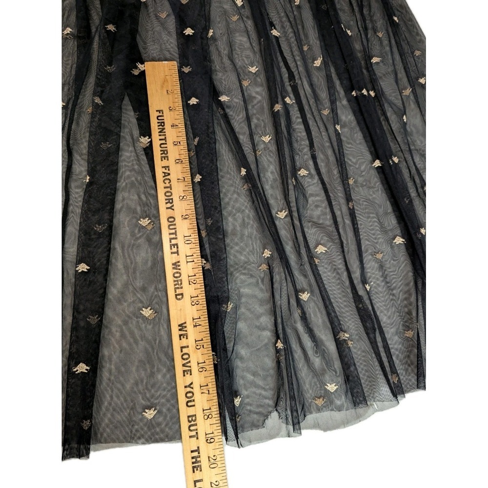 Romantic Black Embroidered Bee Mesh Maxi Dress | Ethereal Dark Cottagecore - Picture 4 of 16